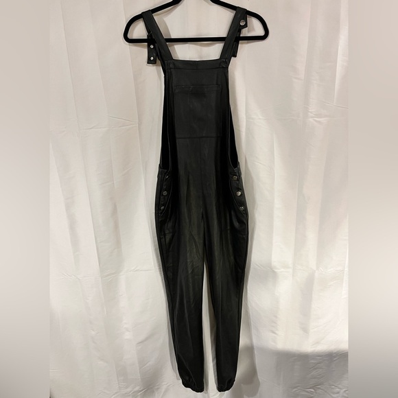 philanthropy xs Freja black faux leather overalls wide leg elastic end punk‌‌ - Picture 6 of 16
